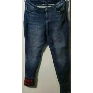 Women's m jeans by maurices Jeans 14W‎ Blue with Buffalo Plaid ankle cuffs